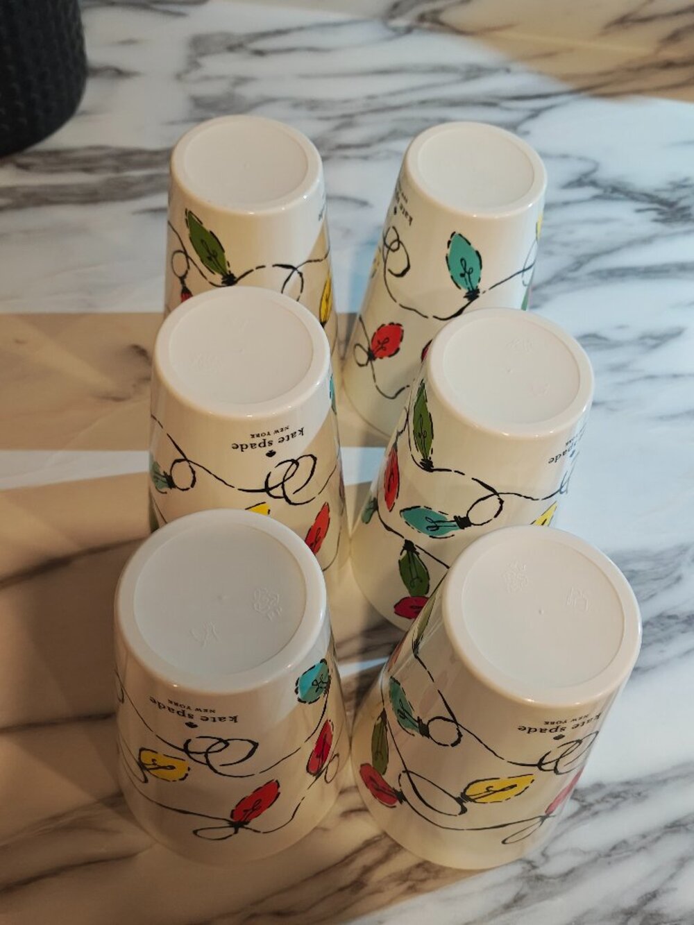 Kate Spade New York Christmas Lights Reusable Party Cups Set of 6 - Picture 8 of 8